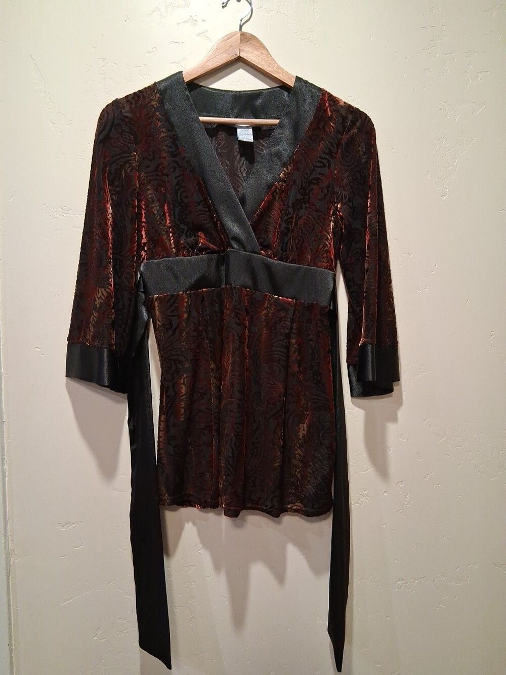 Half Moon Bay Petite Sm Top Burnout Maroon Renfair Romantic Festival Whimsigoth